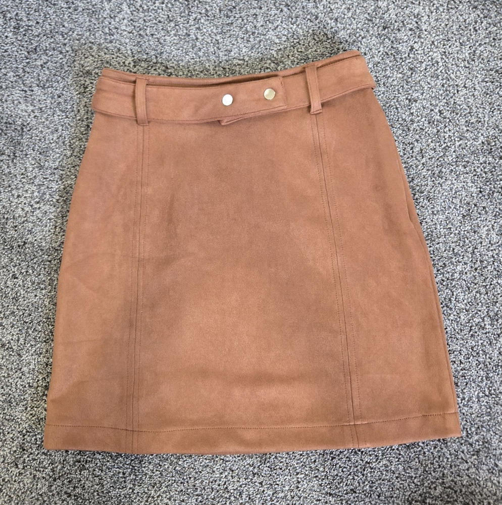Haute Monde Tan A-Line Mini Skirt Casual